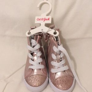 Rose glitter high top sneakers